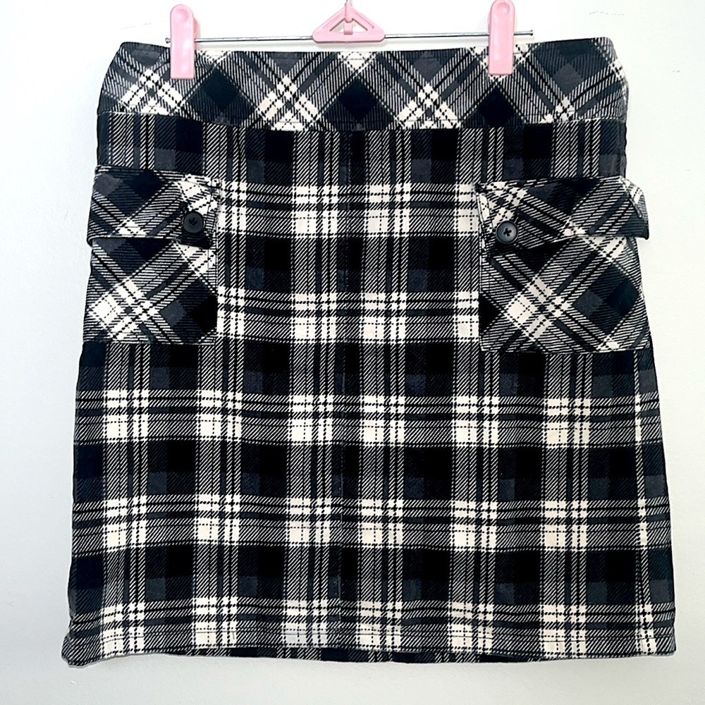 Ann Taylor LOFT Petites Black & White Plaid Mini Skirt 10P